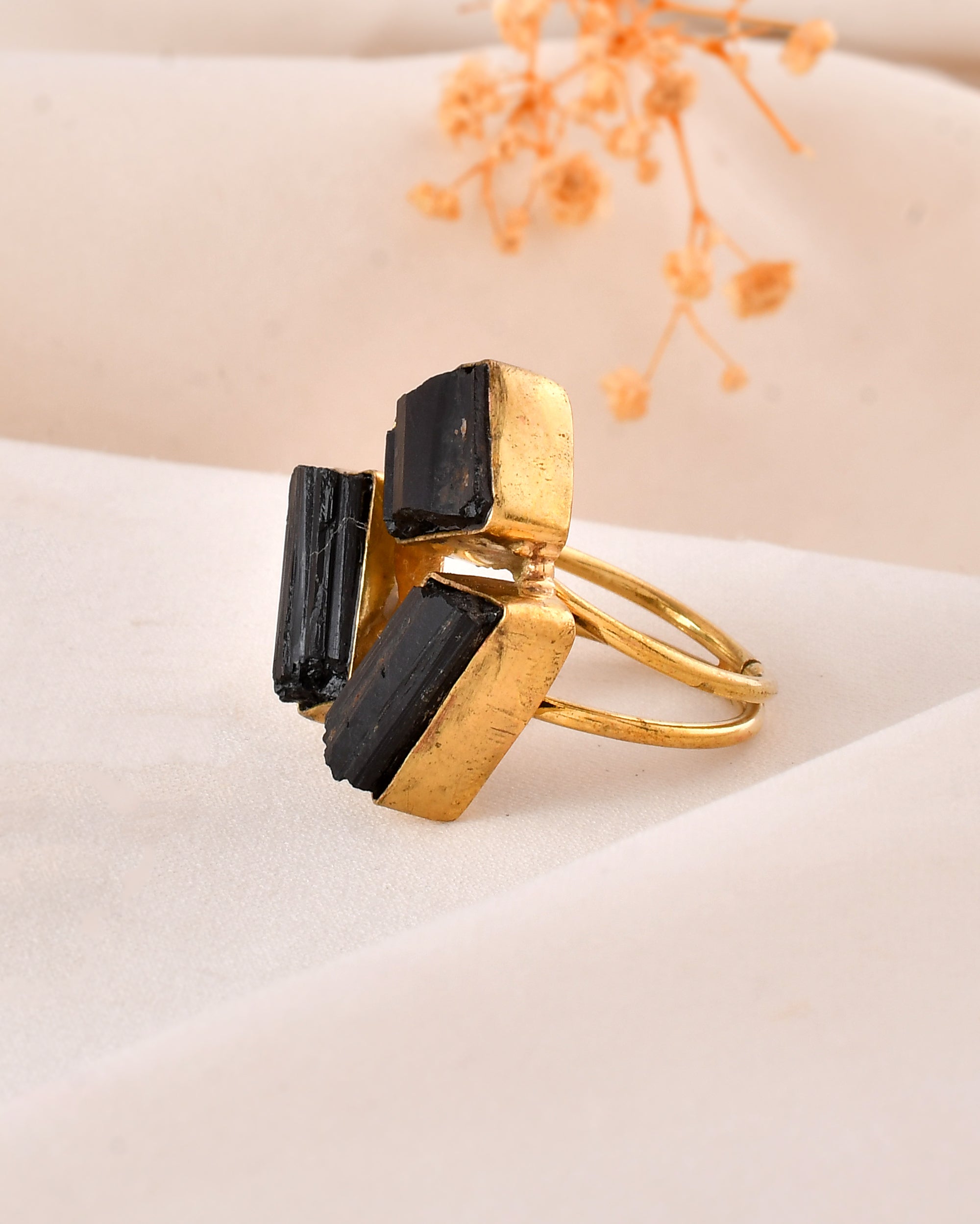 Black Tourmaline Dandiya Statement Ring